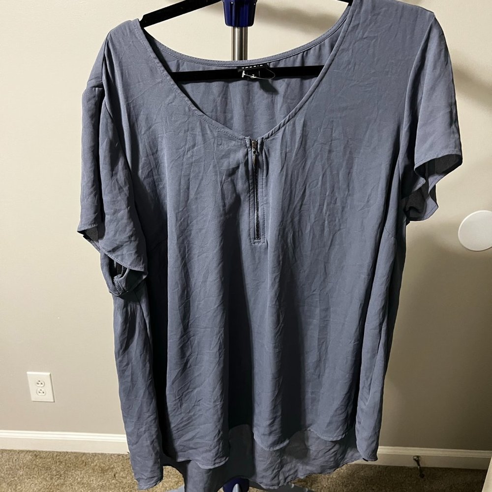 Torrid Slate Blue Chiffon Zip Up Top Size 2x